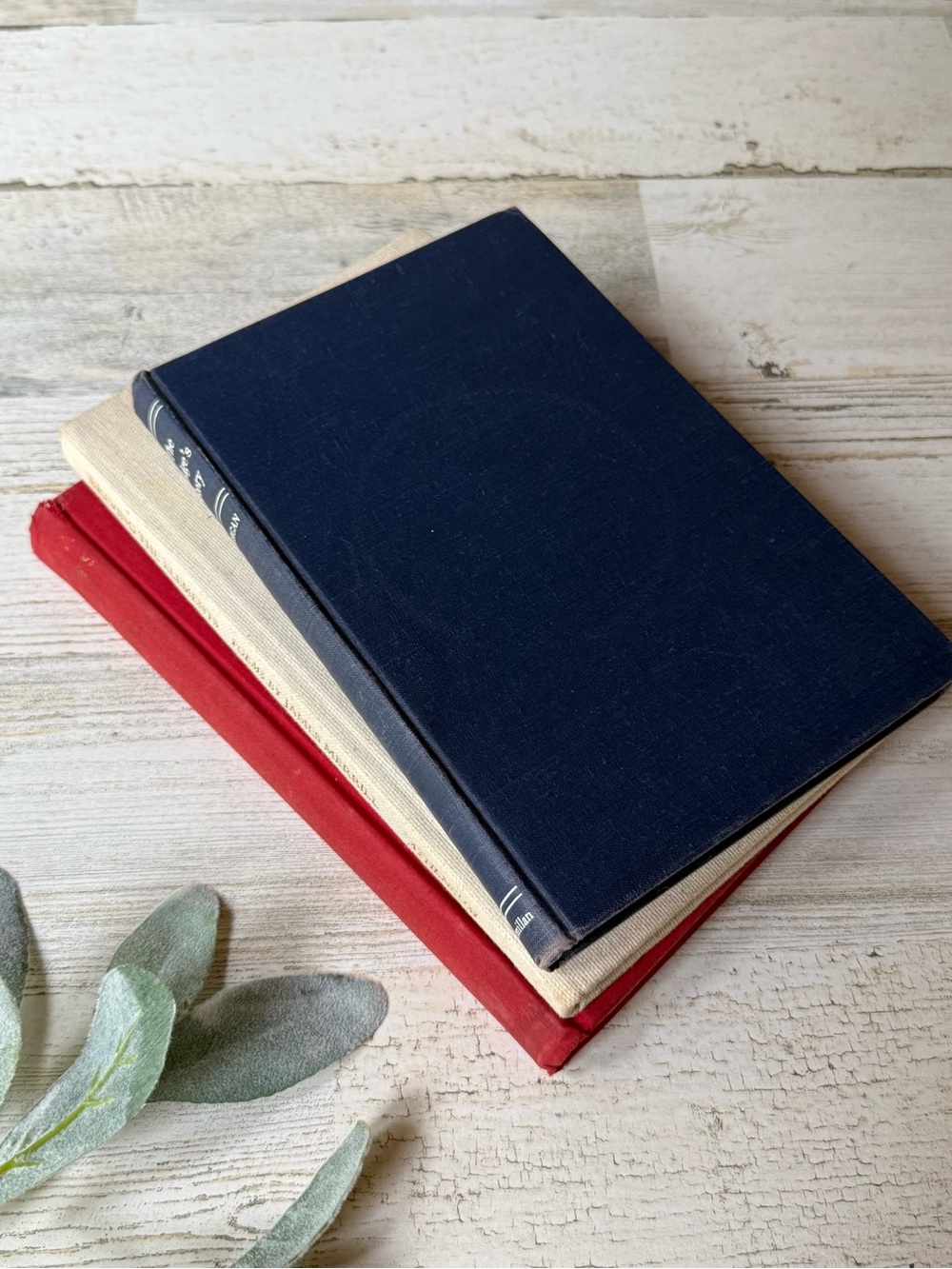 Vintage Patriotic Decorative Book Stack Red White Blue (Set of 3) Book Bundle
